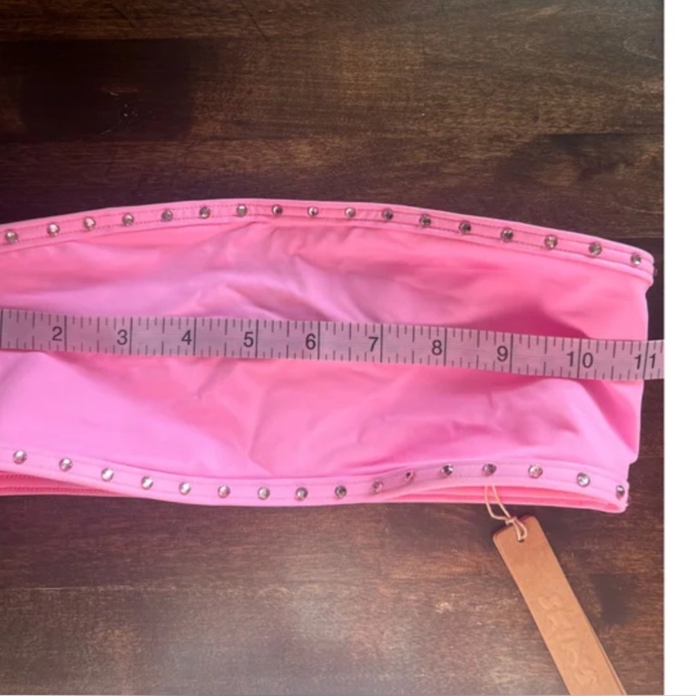 SKIMS Light Pink Rhinestones Bandeau Bikini Top - Picture 9 of 10